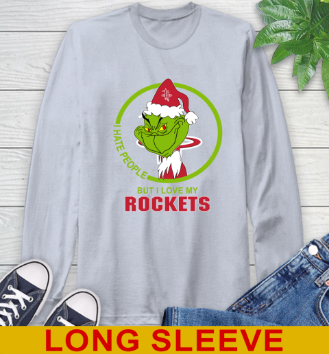 Houston Rockets NBA Christmas Grinch I Hate People But I Love My Favorite Basketball Team Long Sleeve T-Shirt 6