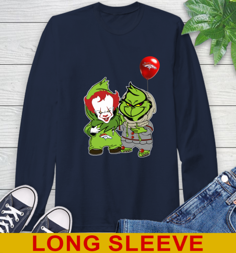 Denver Broncos Baby Pennywise Grinch Christmas NFL Football Long Sleeve T-Shirt 4