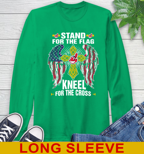 MLB Baseball Cleveland Indians Stand For Flag Kneel For The Cross Shirt Long Sleeve T-Shirt 8