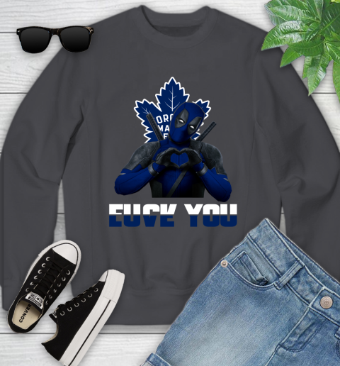 NHL Toronto Maple Leafs Deadpool Love You Fuck You Hockey Sports Youth Sweatshirt 5