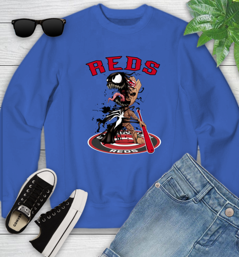 MLB Cincinnati Reds Baseball Venom Groot Guardians Of The Galaxy Youth Sweatshirt 8
