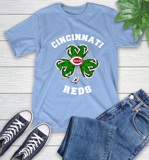 MLB Cincinnati Reds Three Leaf Clover St Patrick's Day Baseball Sports T-Shirt 12