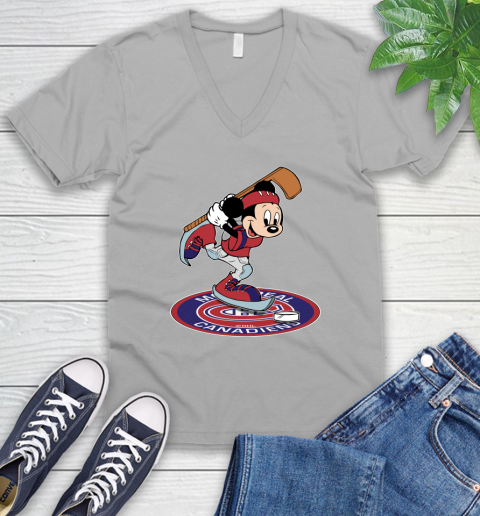 NHL Hockey Montreal Canadiens Cheerful Mickey Disney Shirt V-Neck T-Shirt 4