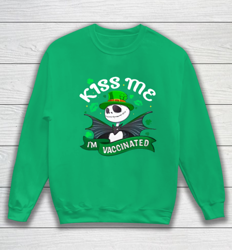 Kiss Me I'm Vaccinated Patrick's Day Jack Skellington Sweatshirt 5