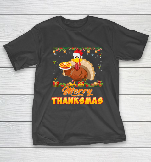 Merry Thanksmas Turkey Santa Elf Thanksgiving Christmas Ugly T-Shirt