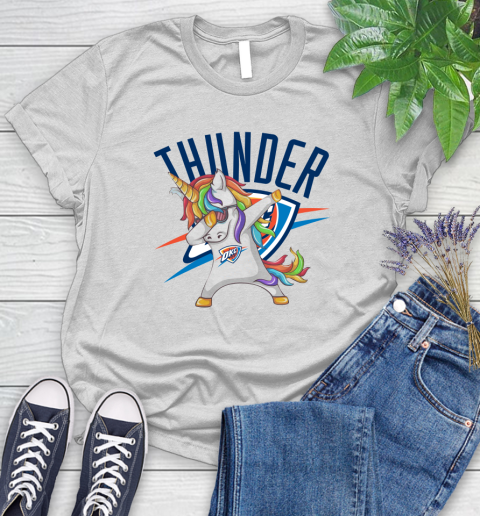 Oklahoma City Thunder NBA Basketball Funny Unicorn Dabbing Sports Women's T-Shirt