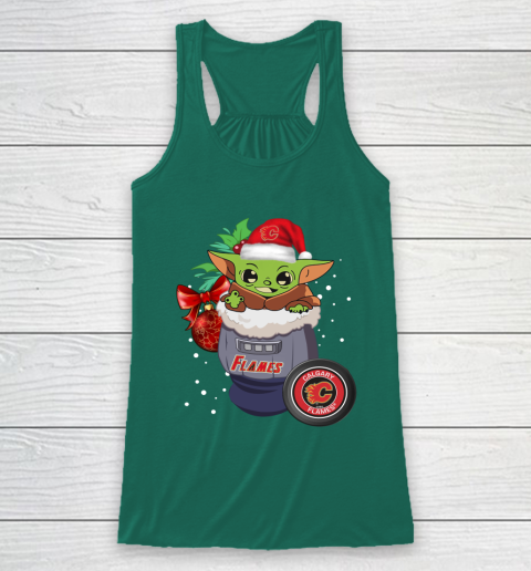Calgary Flames Christmas Baby Yoda Star Wars Funny Happy NHL Racerback Tank 6