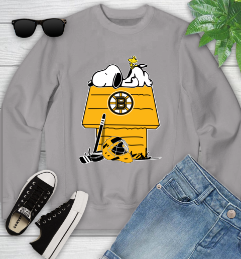 Boston Bruins NHL Hockey Snoopy Woodstock The Peanuts Movie Youth Sweatshirt 4