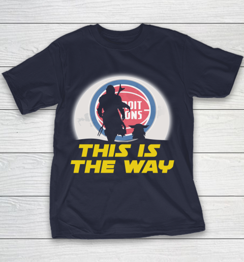 Detroit Pistons NBA Basketball Star Wars Yoda And Mandalorian This Is The Way Youth T-Shirt 2