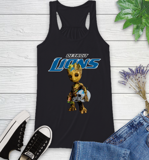 Detroit Lions NFL Football Groot Marvel Guardians Of The Galaxy Racerback Tank 2