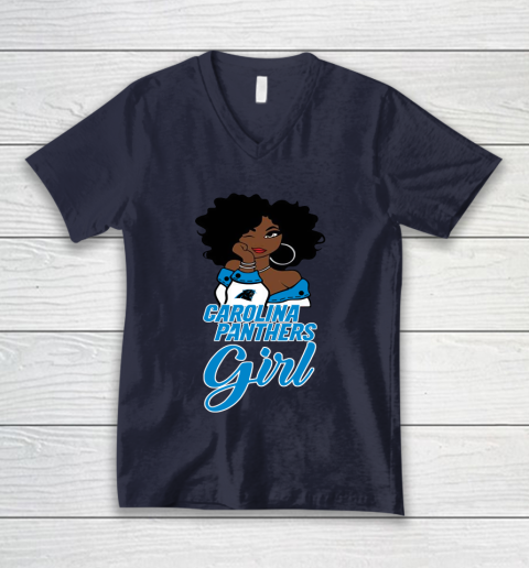 Carolina Panthers Girl NFL V-Neck T-Shirt 3