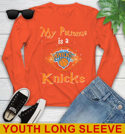 NBA Basketball Harry Potter My Patronus Is A New York Knicks Youth Long Sleeve 3
