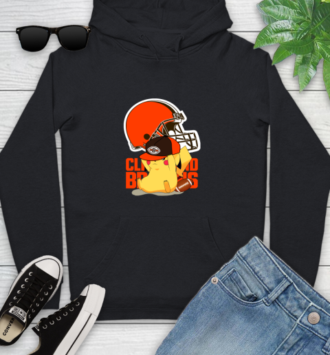 NFL Pikachu Football Sports Cleveland Browns Youth Hoodie 2