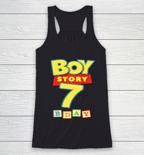 Toy Blocks Boy Story 7 Year Old Birthday Racerback Tank