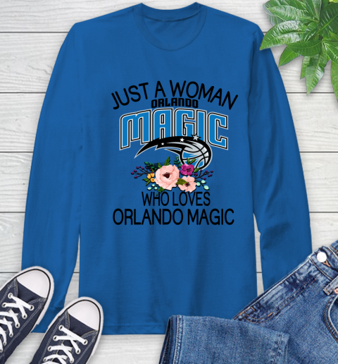 NBA Just A Woman Who Loves Orlando Magic Basketball Sports Long Sleeve T-Shirt 7