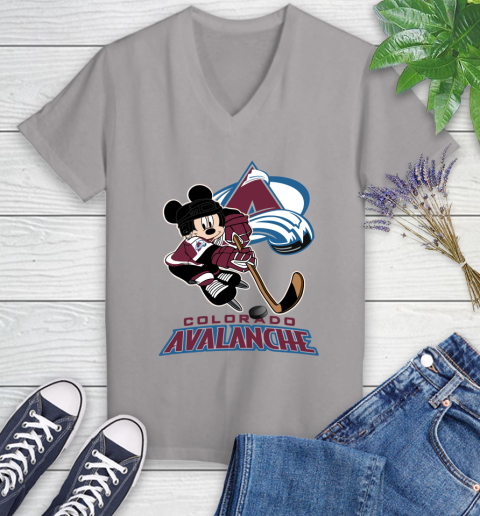 NHL Colorado Avalanche Mickey Mouse Disney Hockey T Shirt Women's V-Neck T-Shirt 4