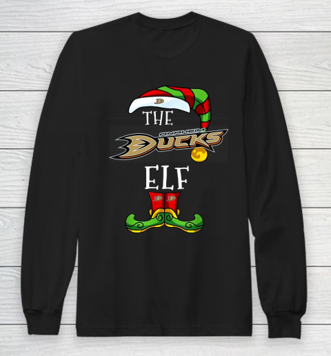 Anaheim Ducks Christmas ELF Funny NHL Long Sleeve T-Shirt