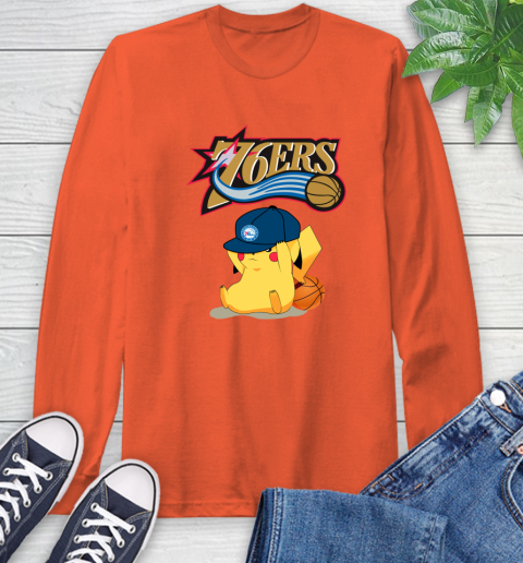 NBA Pikachu Basketball Sports Philadelphia 76ers Long Sleeve T-Shirt 5