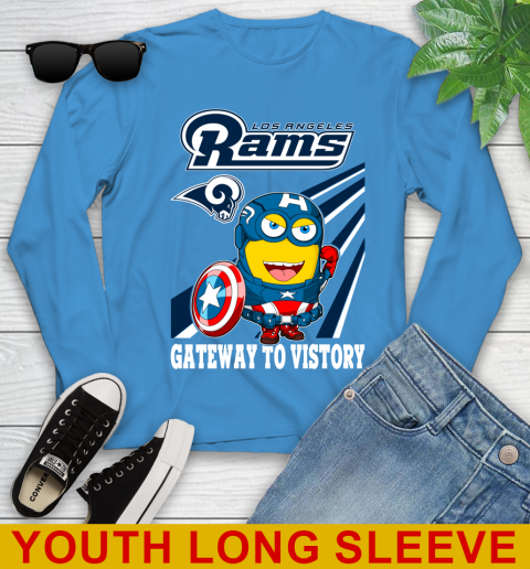 NFL Football Los Angeles Rams Captain America Marvel Avengers Minion Shirt Youth Long Sleeve 8