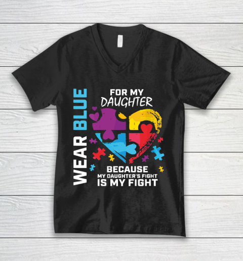 I Wear Blue Merch Autism Awareness V-Neck T-Shirt