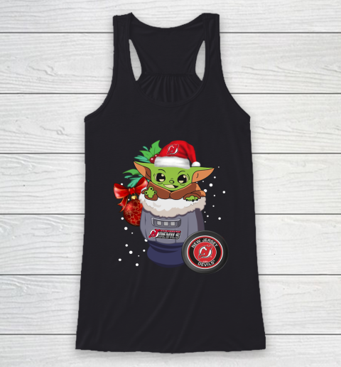New Jersey Devils Christmas Baby Yoda Star Wars Funny Happy NHL Racerback Tank