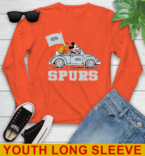 NBA Basketball San Antonio Spurs Pluto Mickey Driving Disney Shirt Youth Long Sleeve 4