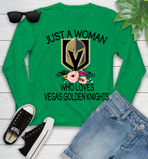 NHL Just A Woman Who Loves Vegas Golden Knights Hockey Sports Youth Long Sleeve 4