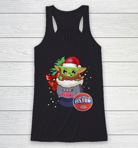 Detroit Pistons Christmas Baby Yoda Star Wars Funny Happy NBA Racerback Tank
