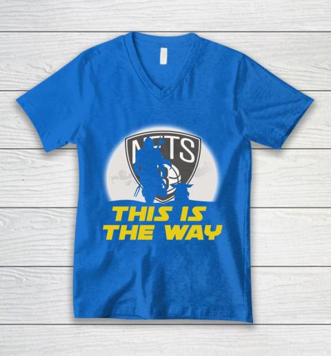 Brooklyn Nets NBA Basketball Star Wars Yoda And Mandalorian This Is The Way V-Neck T-Shirt 5