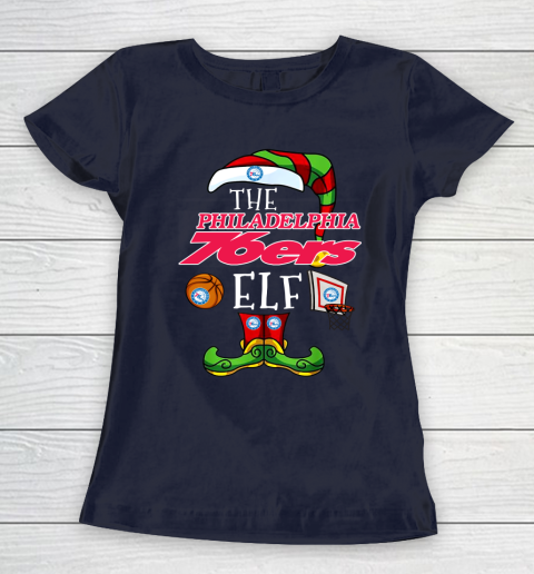 Philadelphia 76ers Christmas ELF Funny NBA Women's T-Shirt 2