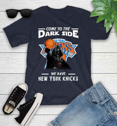 NBA Come To The Dark Side We Have New York Knicks Star Wars Darth Vader Basketball Youth T-Shirt 2