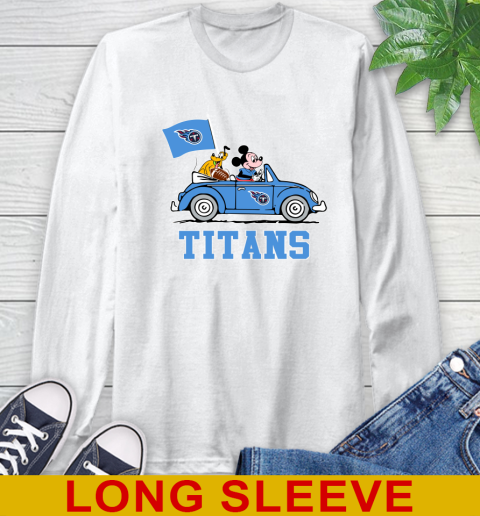 NFL Football Tennessee Titans Pluto Mickey Driving Disney Shirt Long Sleeve T-Shirt