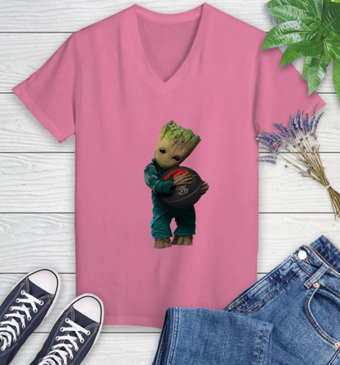 NBA Groot Guardians Of The Galaxy Basketball Sports Toronto Raptors Women's V-Neck T-Shirt 13