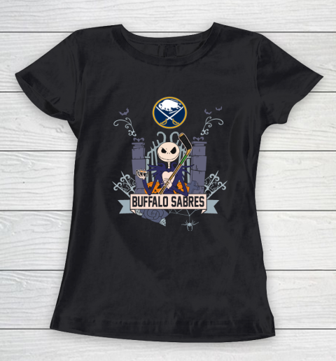 NHL Buffalo Sabres Hockey Jack Skellington Halloween Women's T-Shirt