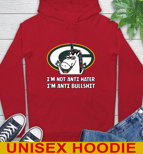 Green Bay Packers NFL Football Unicorn I'm Not Anti Hater I'm Anti Bullshit Hoodie 10