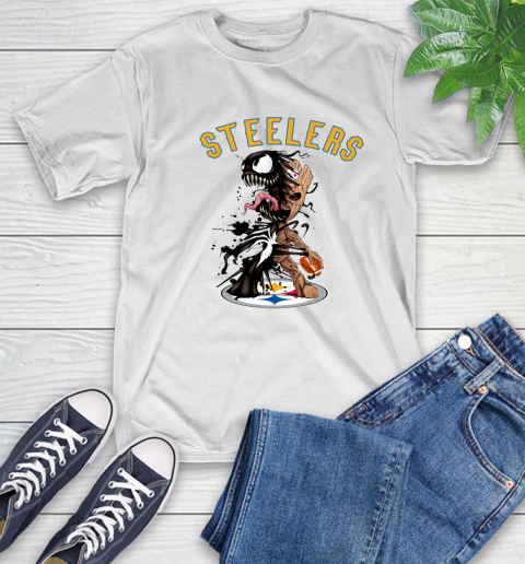 NFL Pittsburgh Steelers Football Venom Groot Guardians Of The Galaxy T-Shirt
