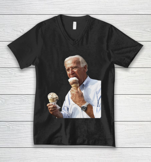 Joe Biden Eating Ice Cream V-Neck T-Shirt