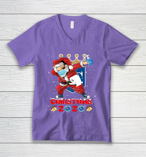Kansas City Royals Funny Santa Claus Dabbing Christmas 2020 MLB V-Neck T-Shirt 8