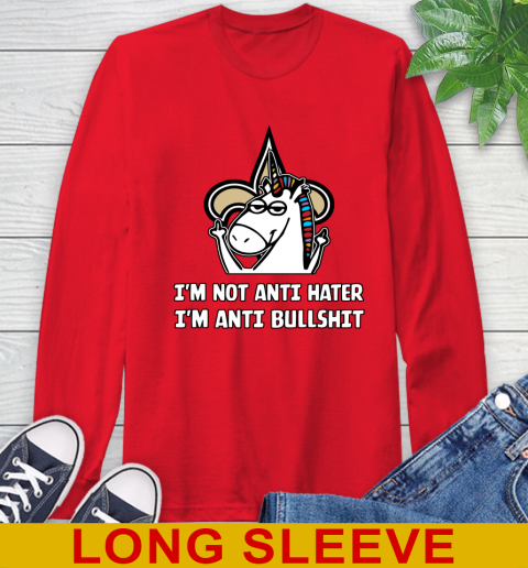 New Orleans Saints NFL Football Unicorn I'm Not Anti Hater I'm Anti Bullshit Long Sleeve T-Shirt 10