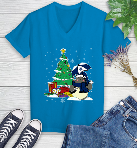 Toronto Maple Leafs NHL Hockey Cute Tonari No Totoro Christmas Sports Women's V-Neck T-Shirt 7