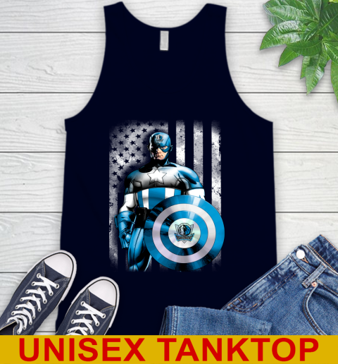 Dallas Mavericks NBA Basketball Captain America Marvel Avengers American Flag Shirt Tank Top 2