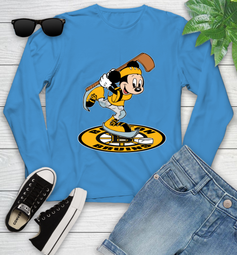 NHL Hockey Boston Bruins Cheerful Mickey Disney Shirt Youth Long Sleeve 7