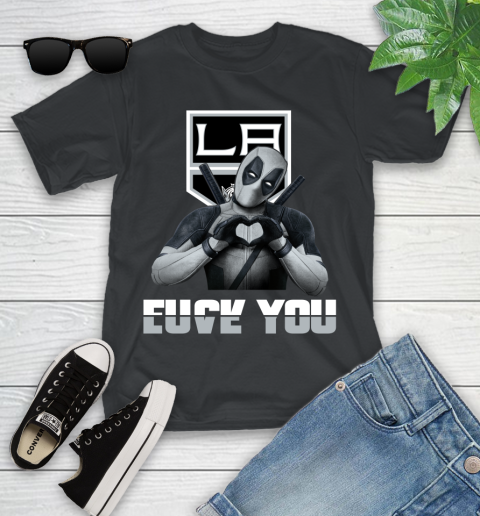 NHL Los Angeles Kings Deadpool Love You Fuck You Hockey Sports Youth T-Shirt