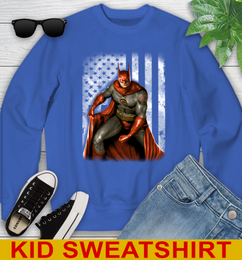 Chicago Bears NFL Football Batman DC American Flag Shirt Youth Sweatshirt 6