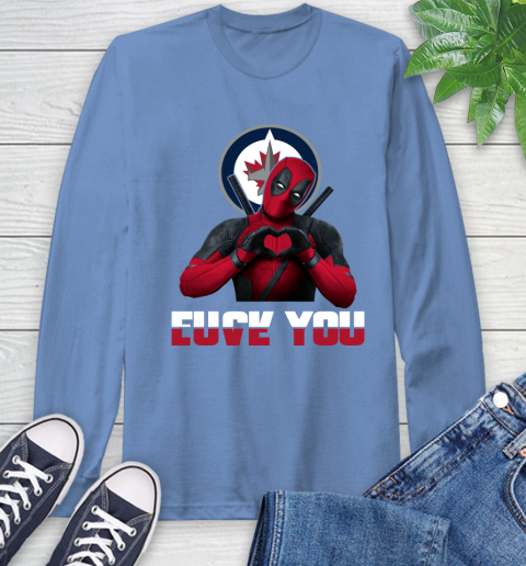 NHL Winnipeg Jets Deadpool Love You Fuck You Hockey Sports Long Sleeve T-Shirt 12