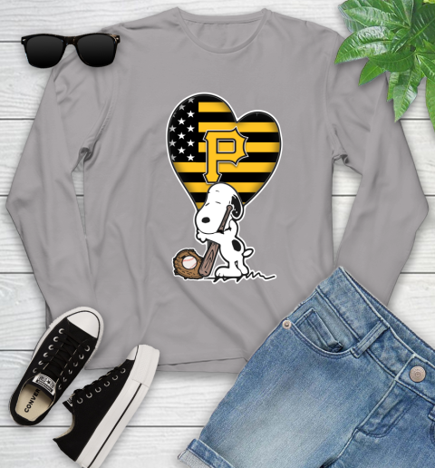Pittsburgh Pirates MLB Baseball The Peanuts Movie Adorable Snoopy Youth Long Sleeve 5