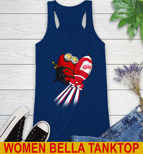 NHL Hockey Detroit Red Wings Deadpool Minion Marvel Shirt Racerback Tank 7