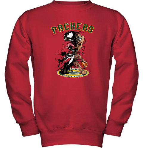 NFL Green Bay Packers Football Venom Groot Guardians Of The Galaxy Q0rGPPD3Qmq youth sweatshirt 47 95 151514 front red