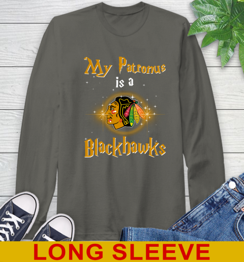 NHL Hockey Harry Potter My Patronus Is A Chicago Blackhawks Long Sleeve T-Shirt 10