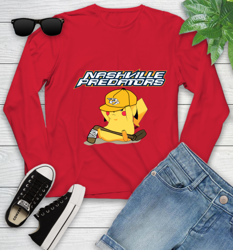 NHL Pikachu Hockey Sports Nashville Predators Youth Long Sleeve 11